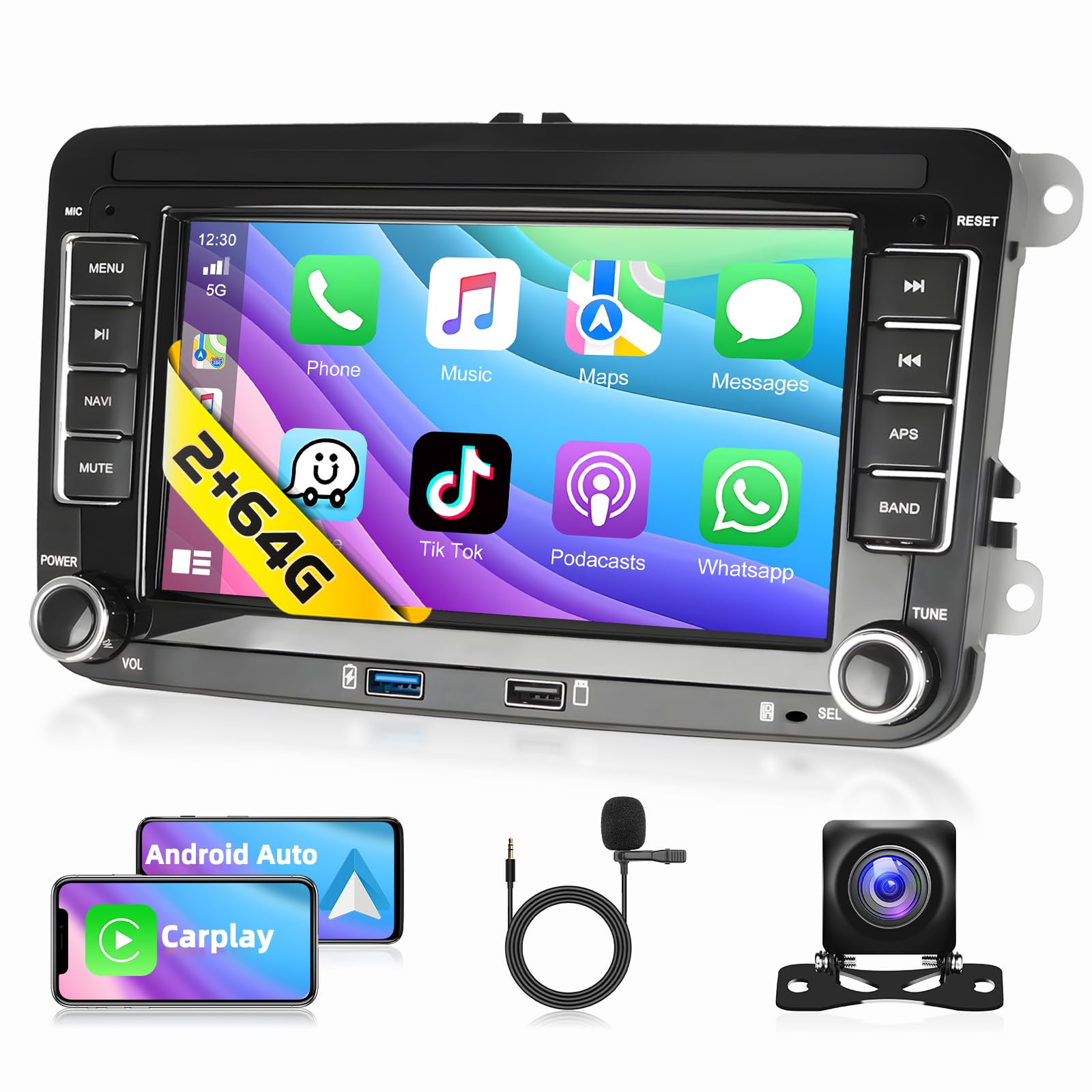 Autoradio Apple CarPlay Wireless per VW/Seat/Skoda/Passat/Golf/Polo