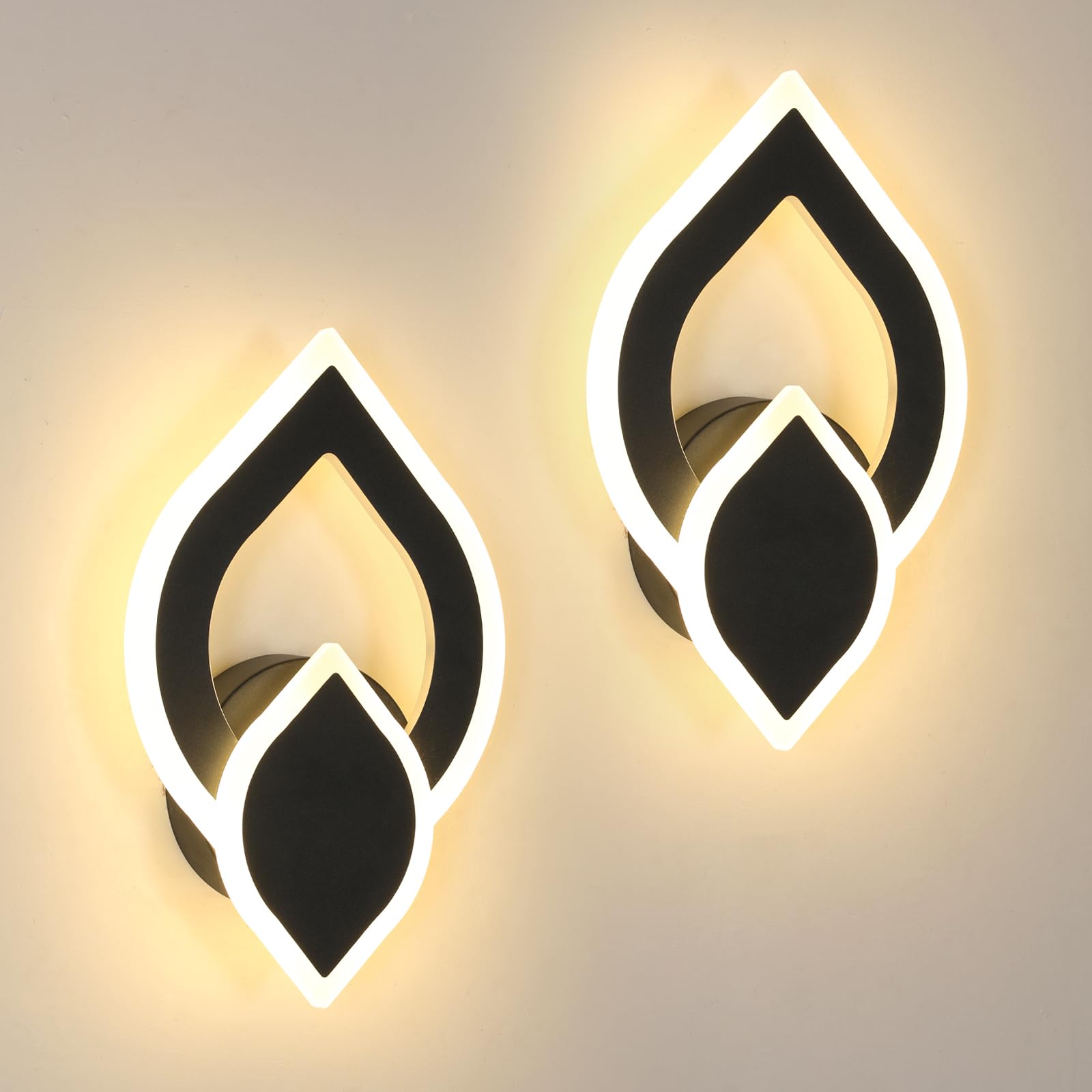 Mckalen Applique da Parete Interno LED Nere (2 Pezzi)