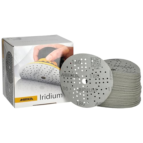 Mirka Iridium Premium carta abrasiva Ø 125 mm a strappo 89 fori, grana 180, 100 pz/Per la levigatura di vernice, stucco, fondo, legno, acciaio, materiali minerali, plastica