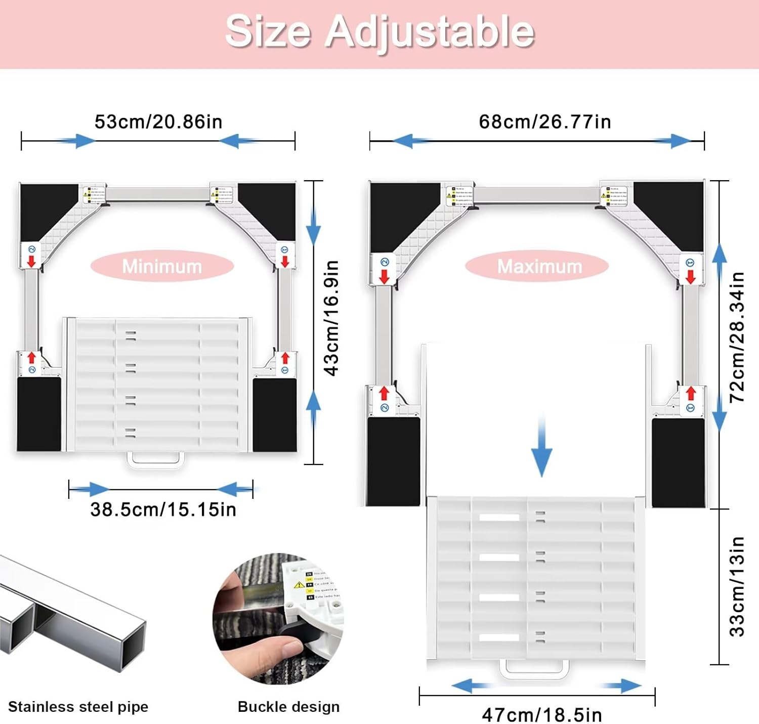 NIUXX Kit Accatastamento Universale per Lavatrici 53-68cm - immagine 2