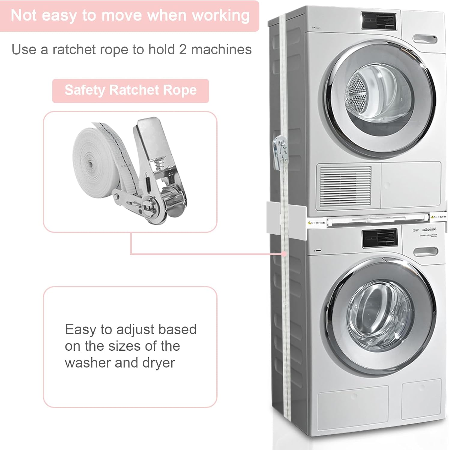 NIUXX Kit Accatastamento Universale per Lavatrici 53-68cm - immagine 4