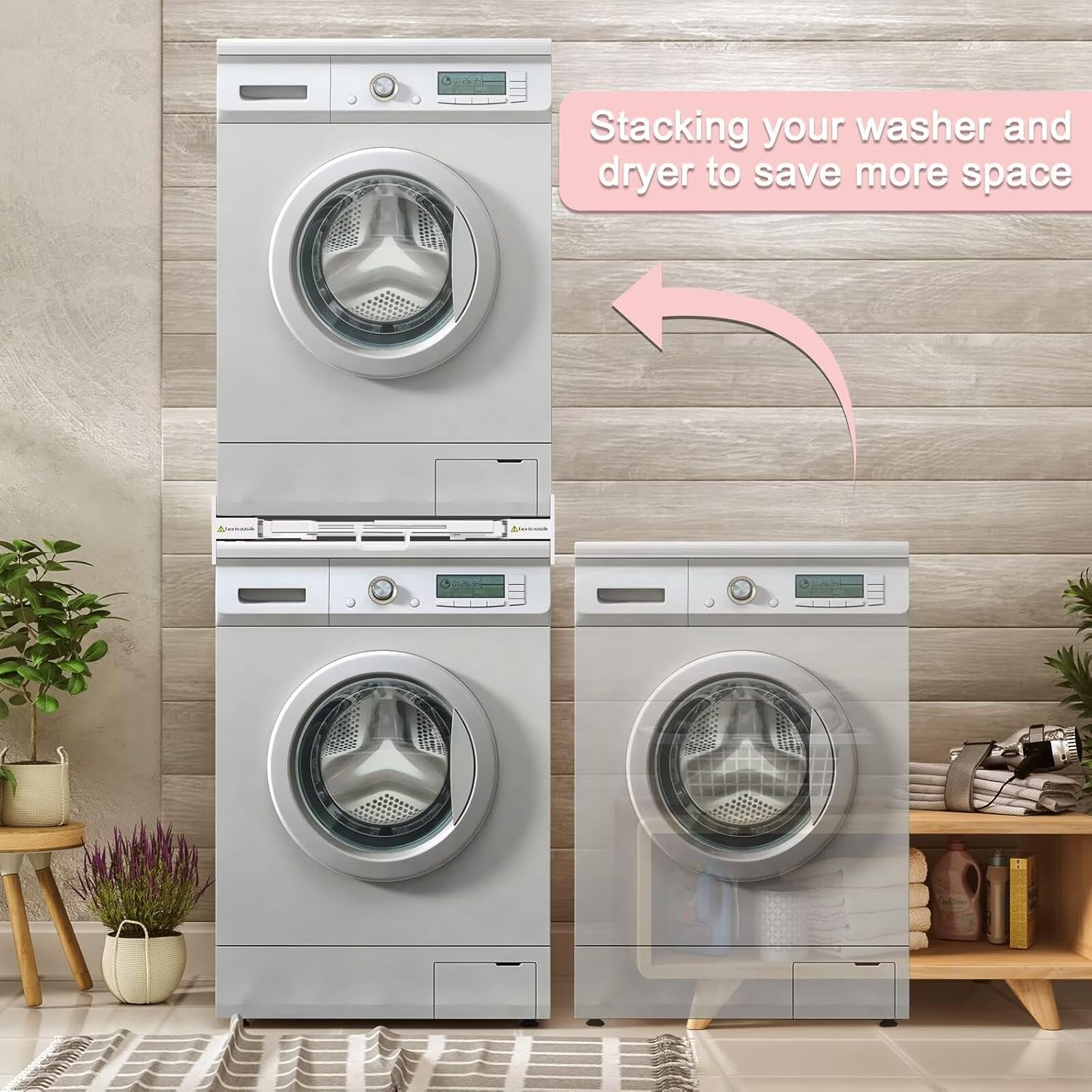 NIUXX Kit Accatastamento Universale per Lavatrici 53-68cm - immagine 6