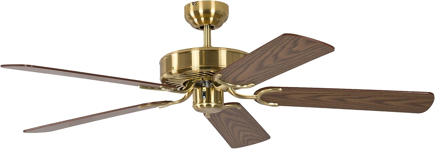 Pepeo Gmbh Ventilatore da Soffitto Potkuri, Ottone Satinato / Quercia, 132 Cm