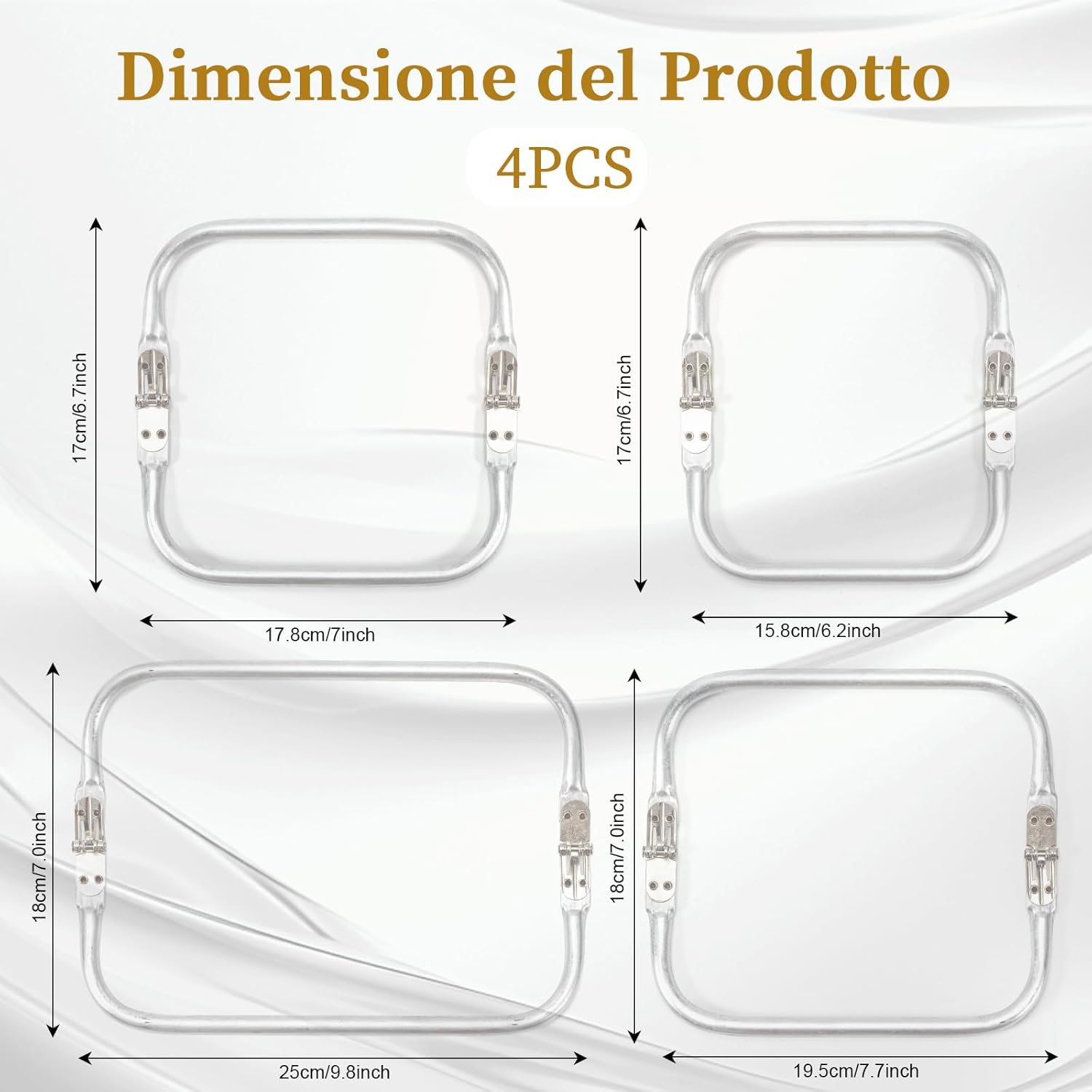 4 Pezzi Chiusura per Borsa Uncinetto in Alluminio - immagine 2