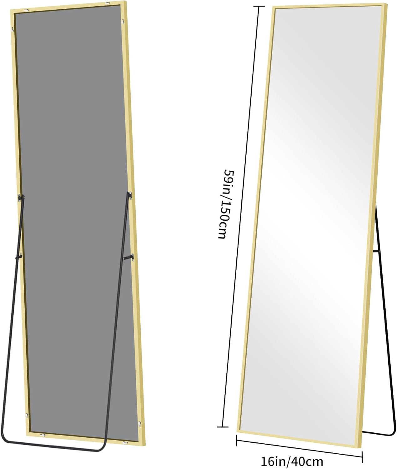 Bonewei Specchio da Terra 150x40 cm, Cornice Dorata - immagine 4