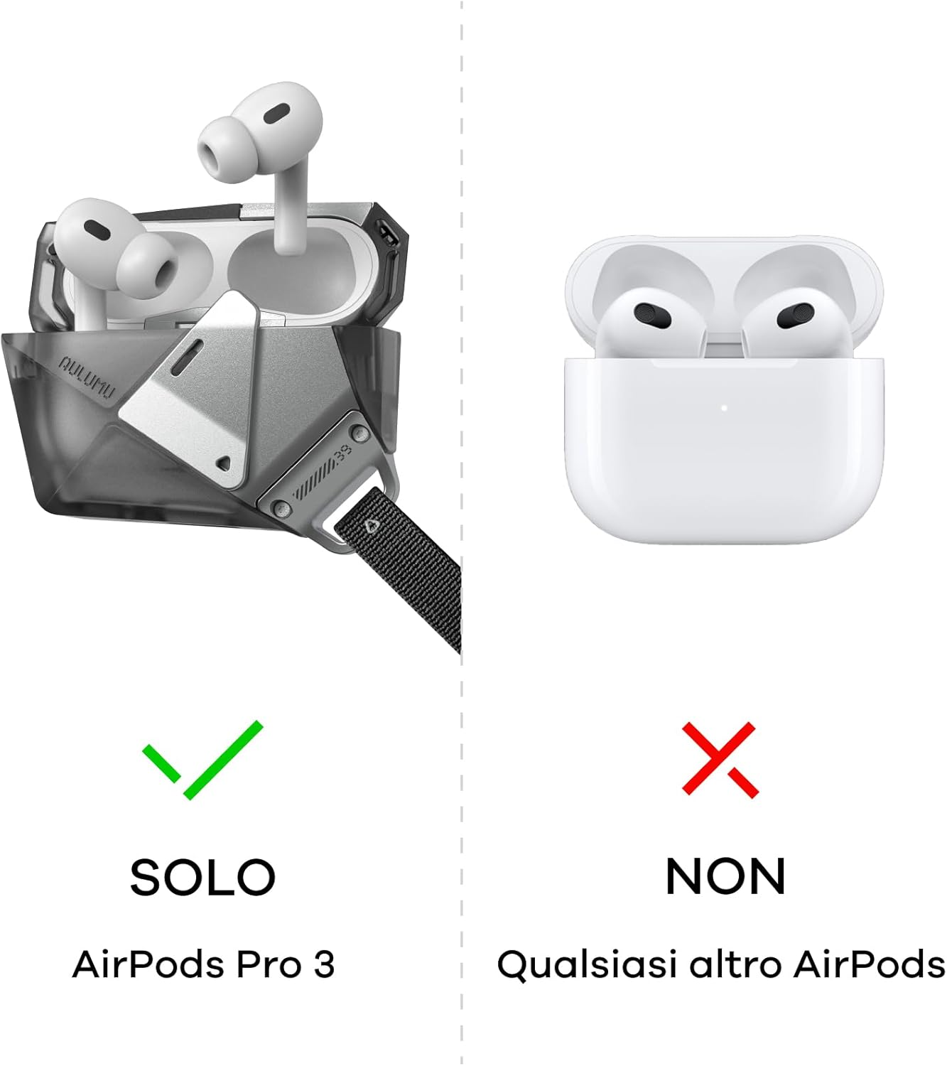 Aulumu A39 Cover per AirPods Pro 3 (2025), Nero - immagine 2