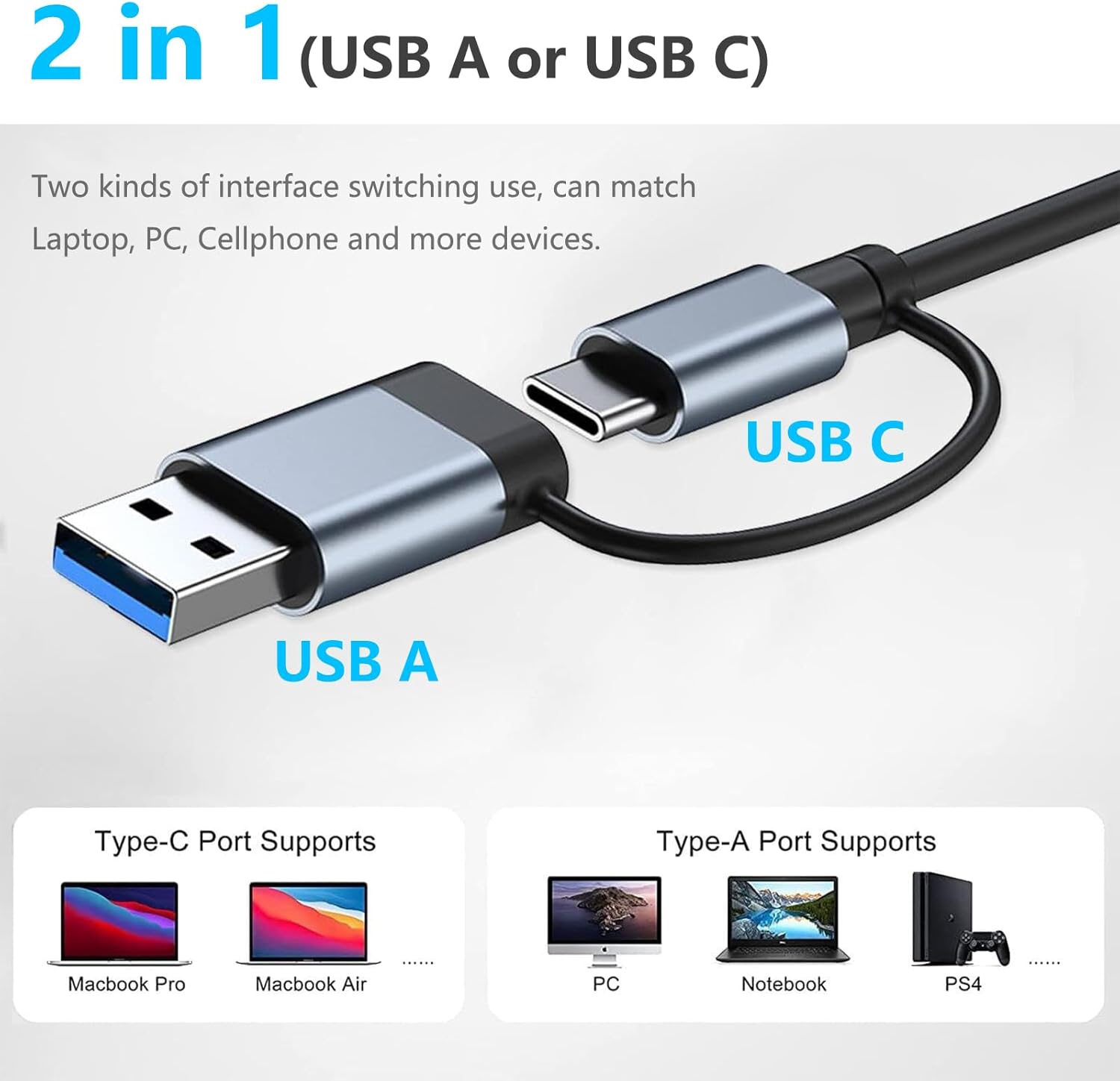 Adattatore USB C Hub 8 in 2 Multiporta - immagine 6