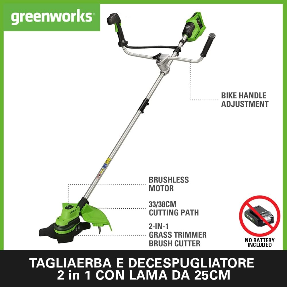 Greenworks48V Decespugliatore a Batteria Brushless 38cm - immagine 2