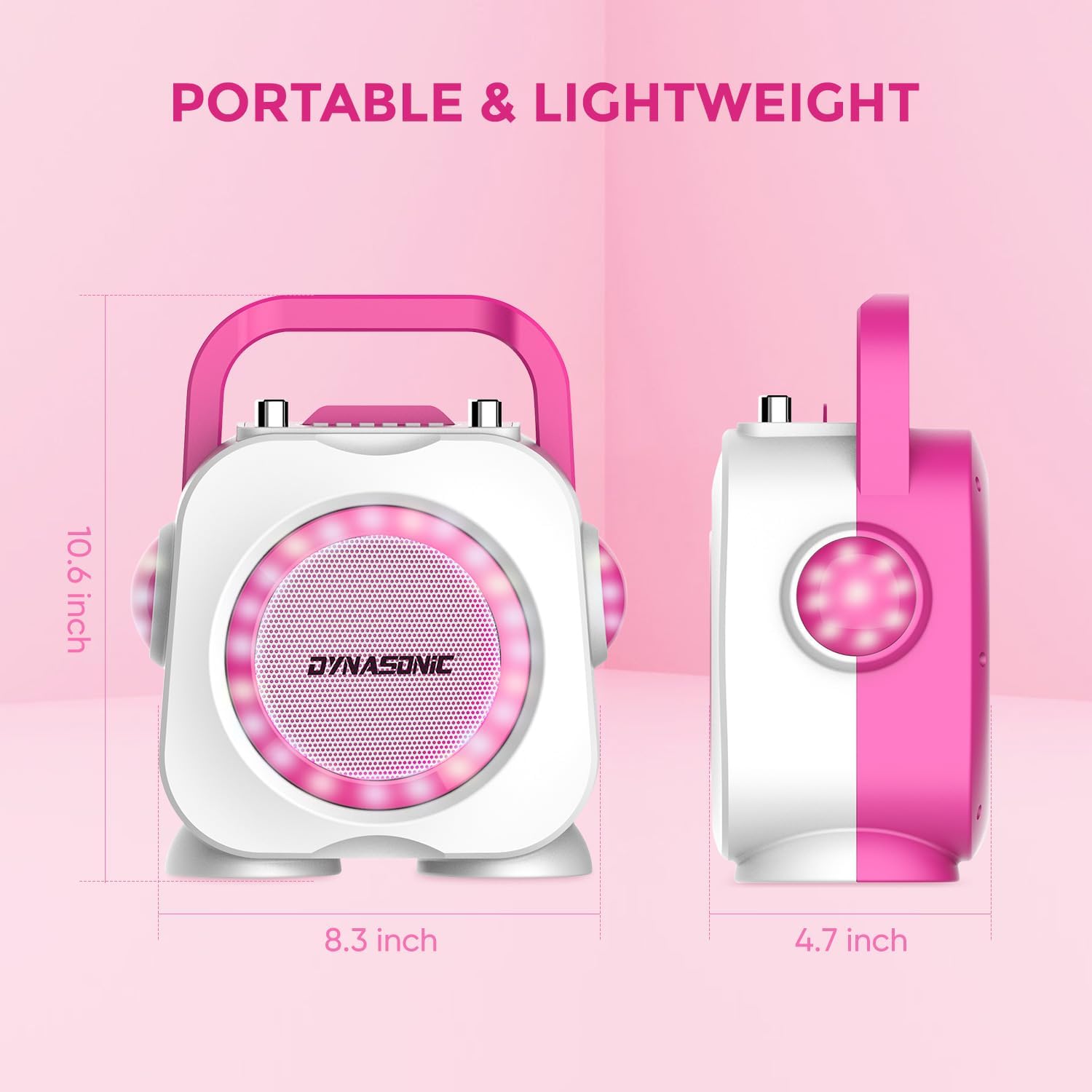 Dynasonic Karaoke con Microfono, Pink - immagine 2