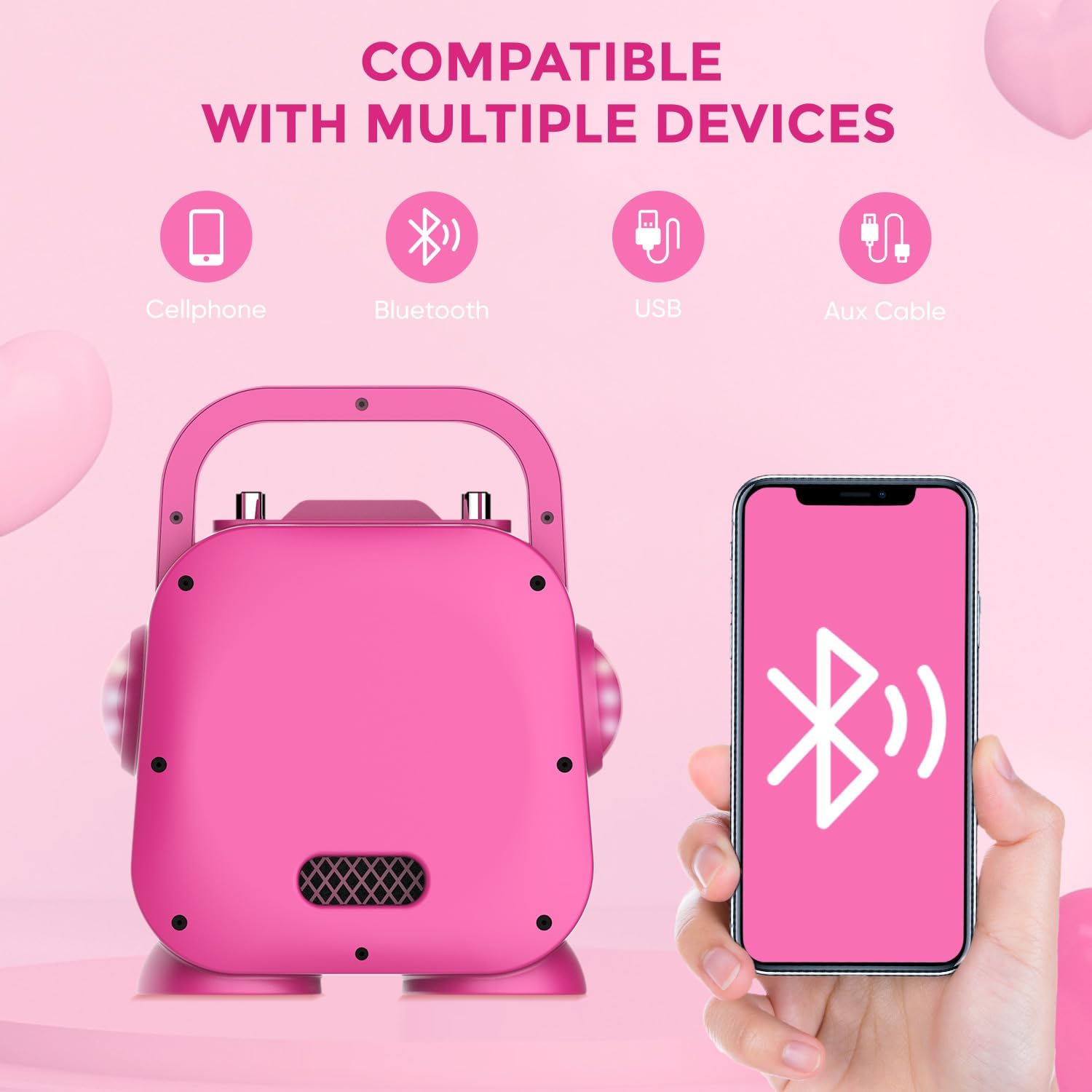 Dynasonic Karaoke con Microfono, Pink - immagine 3