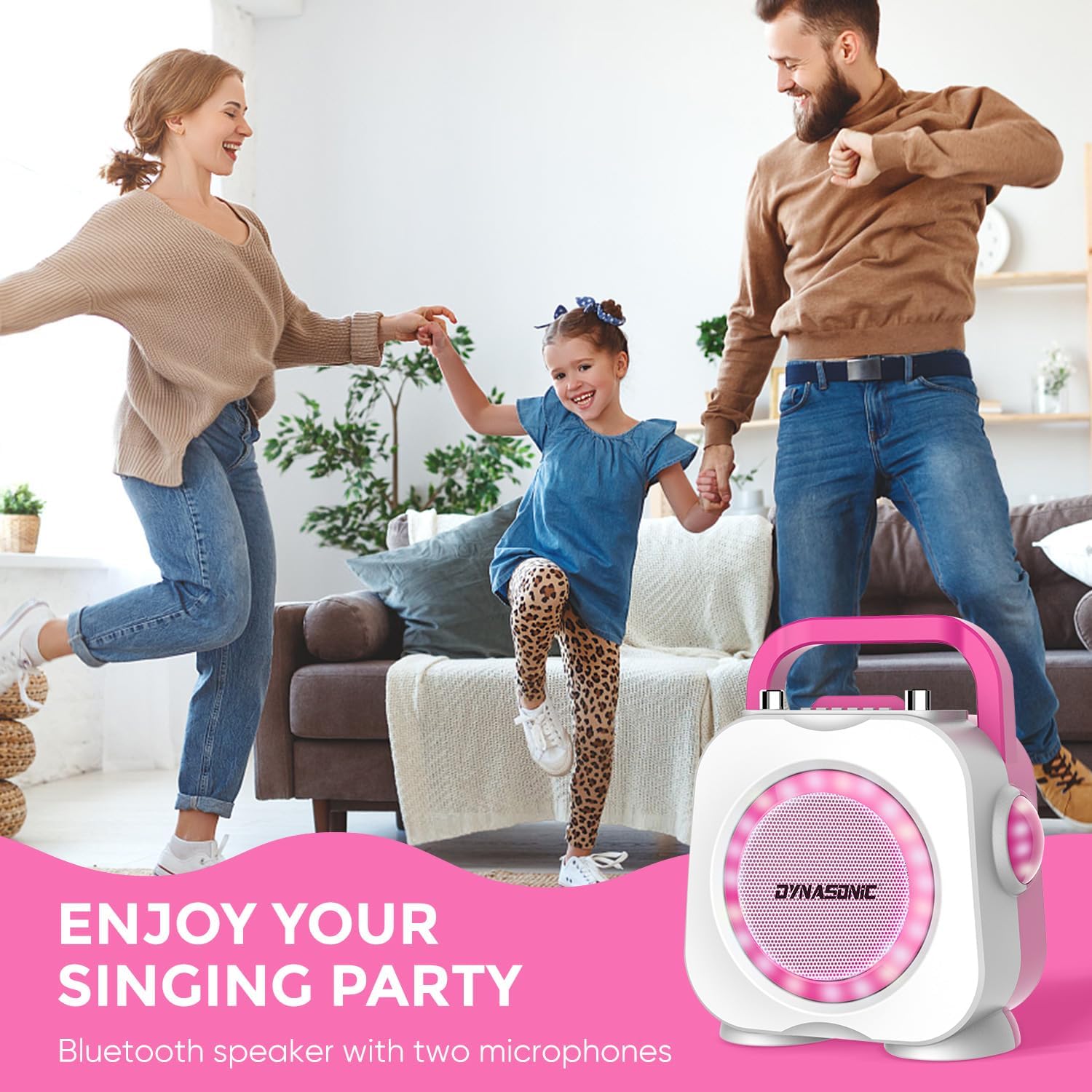 Dynasonic Karaoke con Microfono, Pink - immagine 4