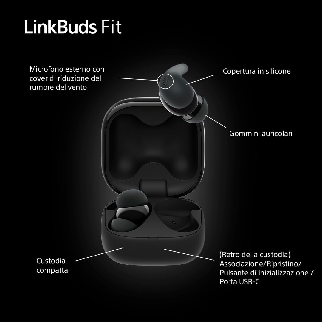 Sony LinkBuds Fit - Cuffie True Wireless ANC, Black - immagine 12
