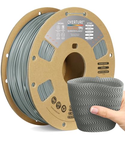 OVERTURE Filamento TPU Speedy 1,75 mm 95 A 1 kg per stampanti 3D veloci (grigio)