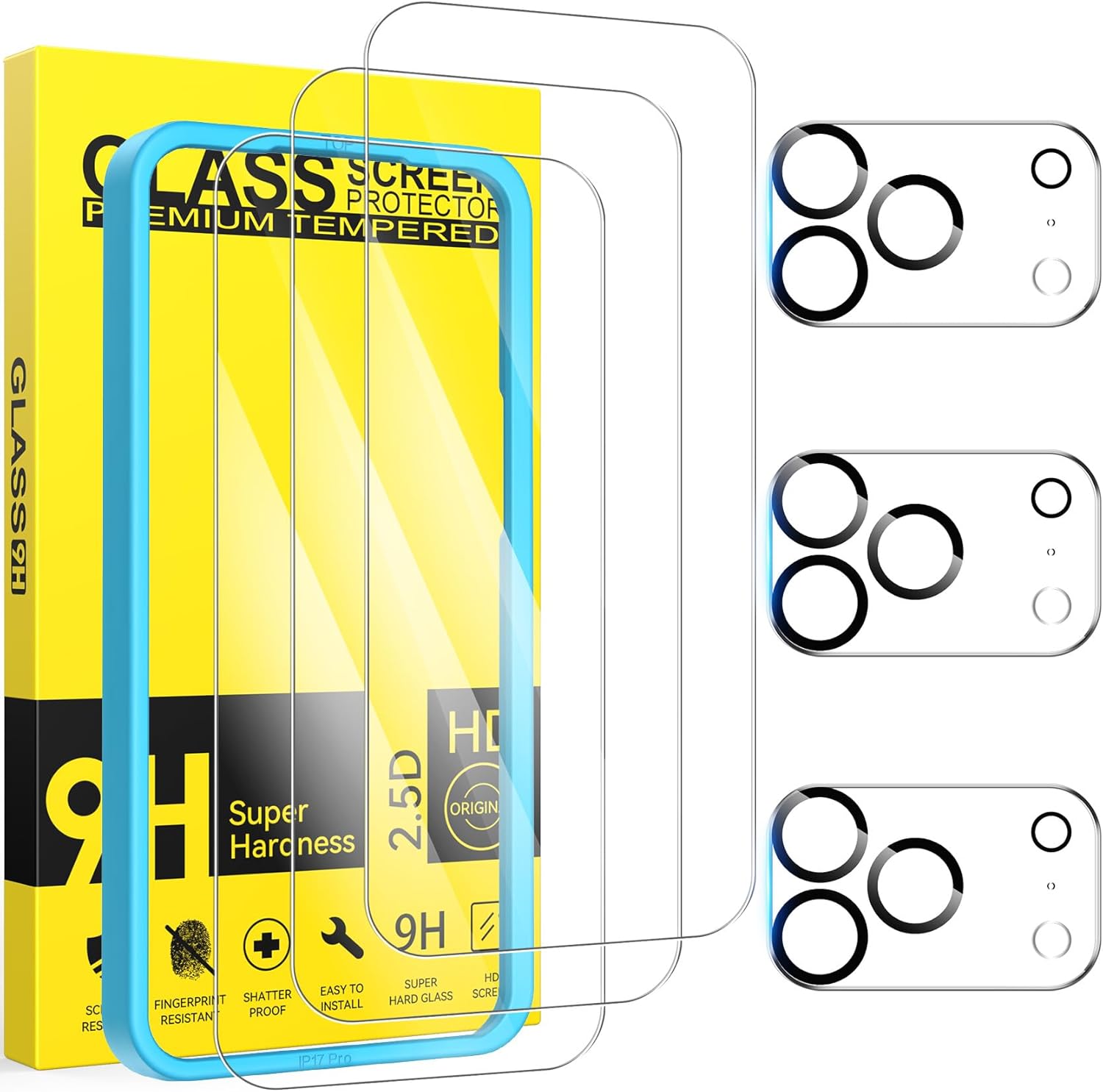 3 Pezzi Vetro Temperato per iPhone 17 Pro con Protezione Fotocamera - immagine 1