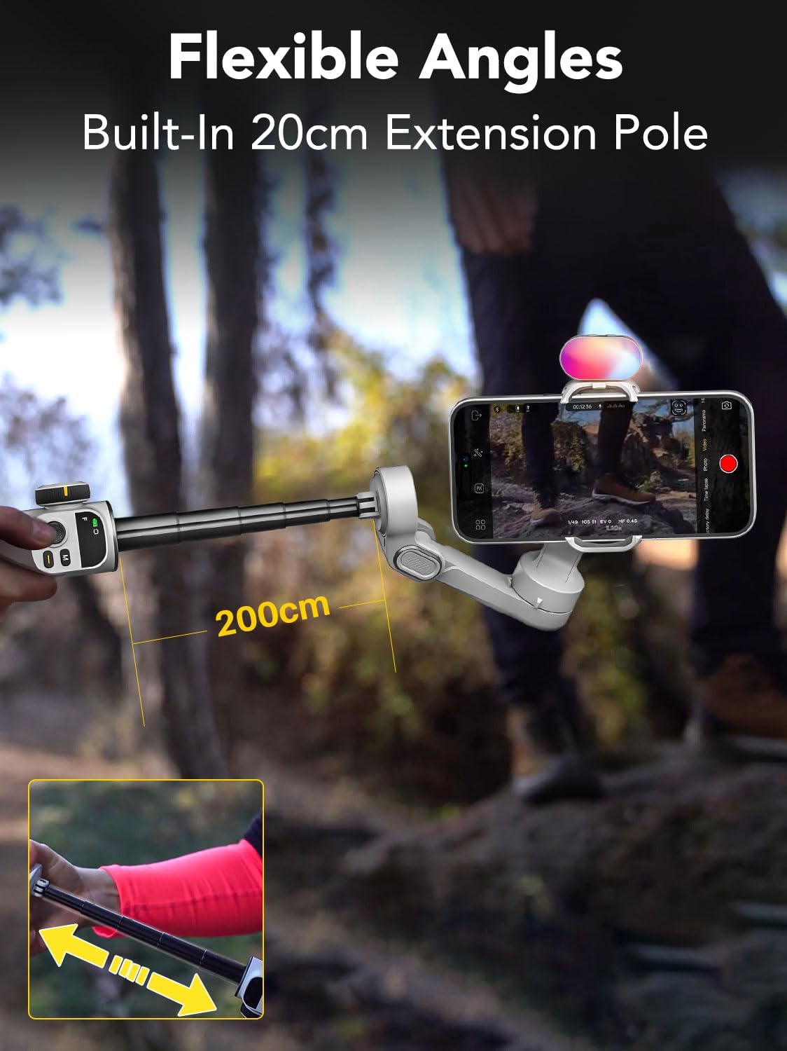 Aochuan Smart X2 - Stabilizzatore Smartphone 3 Assi, Bianco - immagine 3