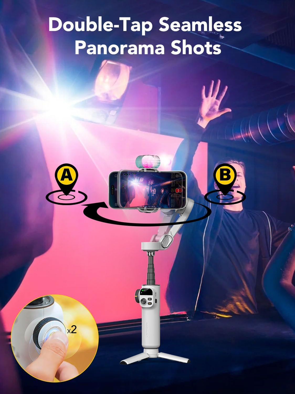 Aochuan Smart X2 - Stabilizzatore Smartphone 3 Assi, Bianco - immagine 6