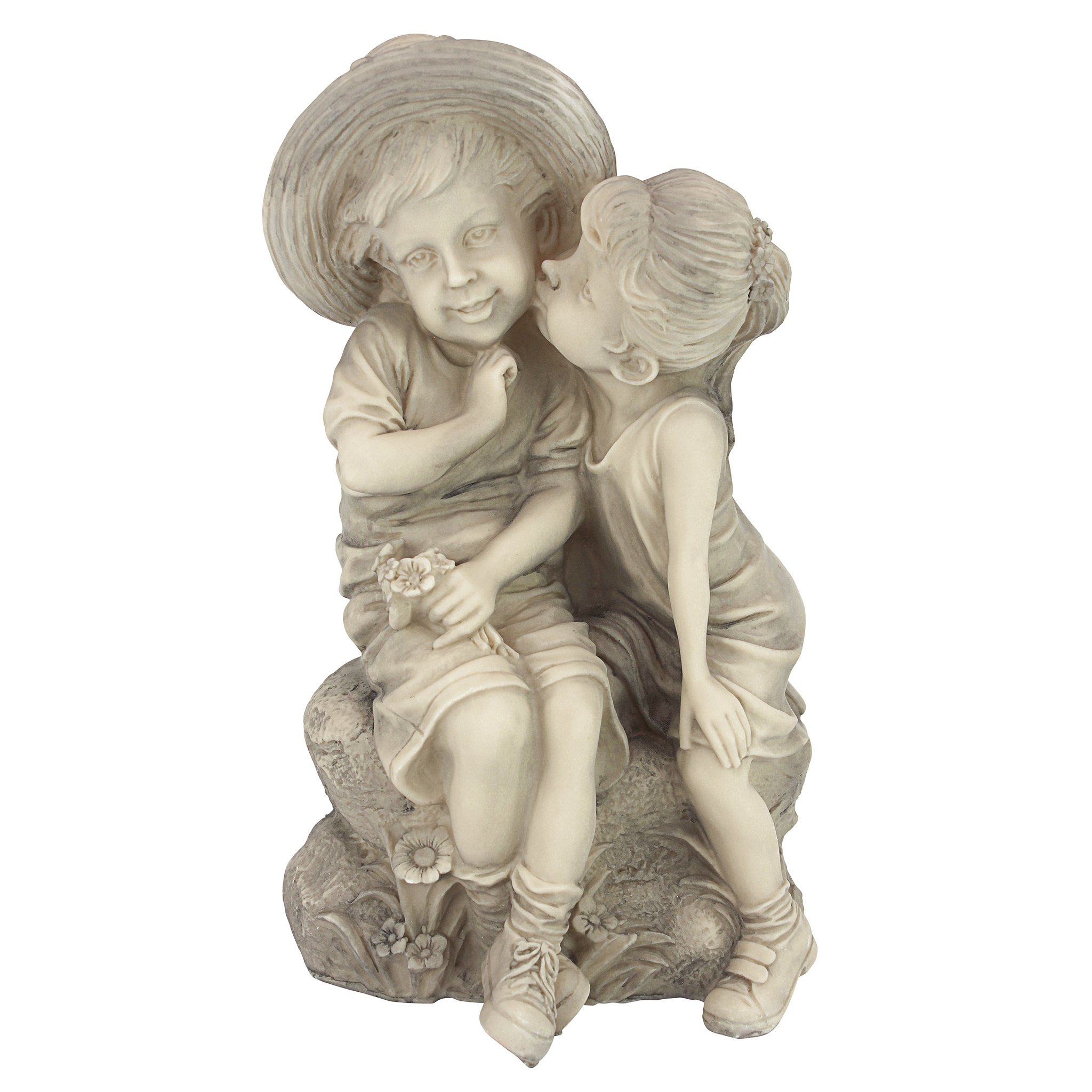 Design Toscano Statuetta Bambini che si Scambiano un Bacio