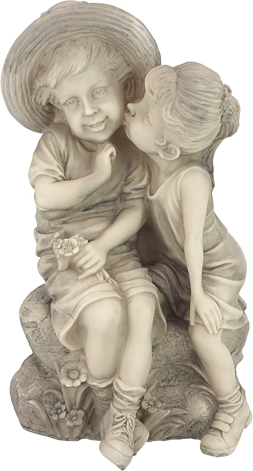 Design Toscano Statuetta Bambini che si Scambiano un Bacio - immagine 1