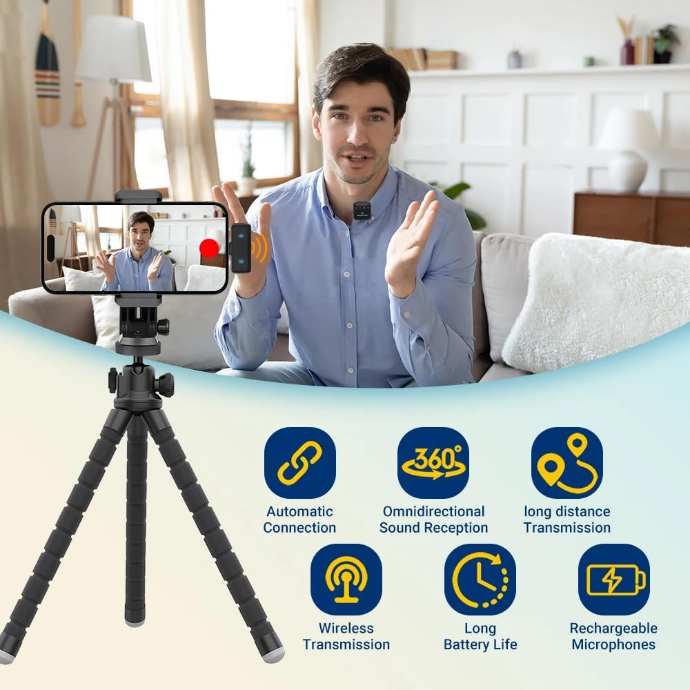 Microfoni Wireless Lavalier (2TX+1RX) Plug-and-Play - immagine 6