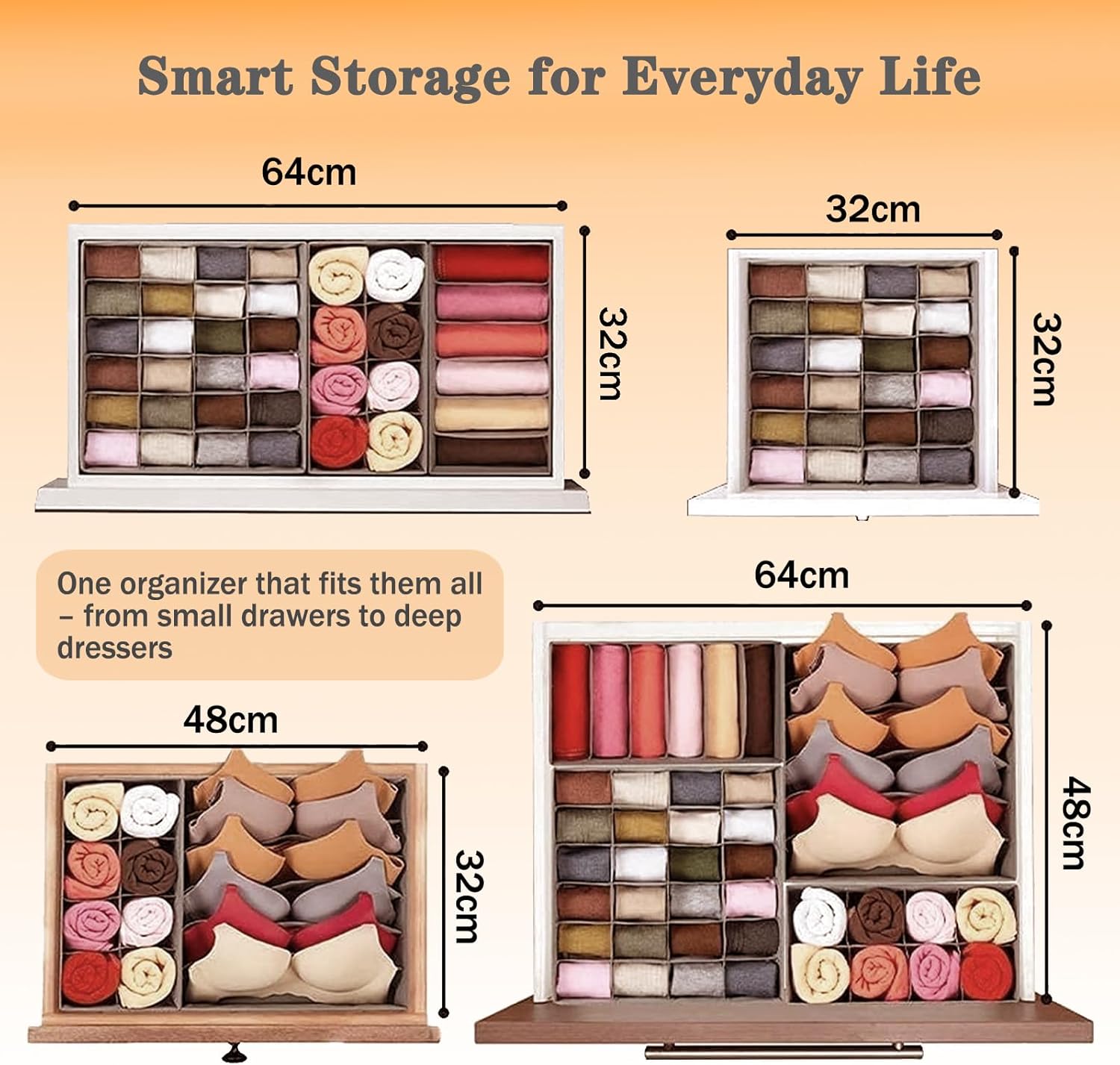 Yucch Set 8 Organizer Cassetti Intimo, Grigio Scuro - immagine 5