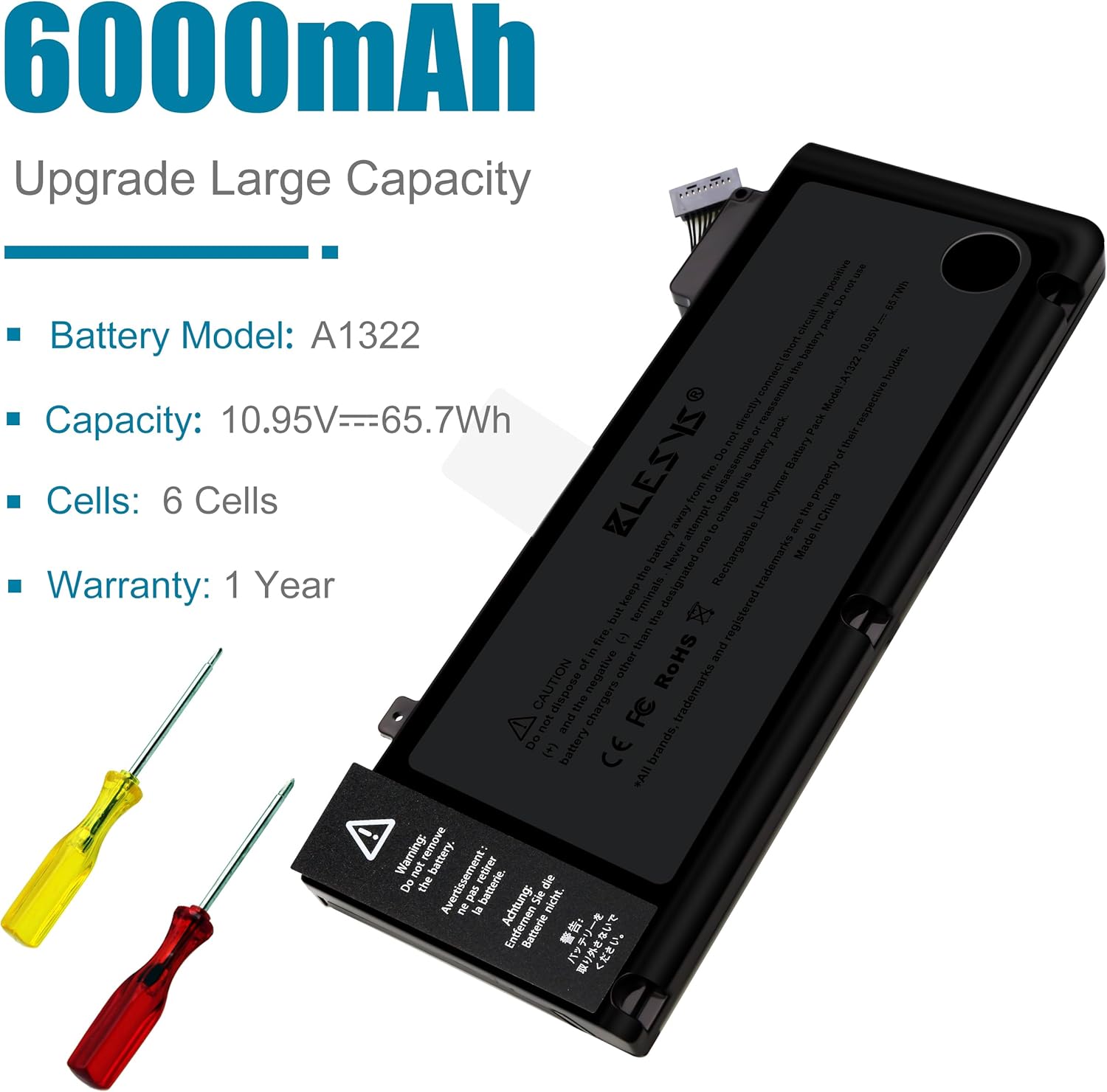 Blesys Batteria A1322 per MacBook Pro 13" A1278 - immagine 2