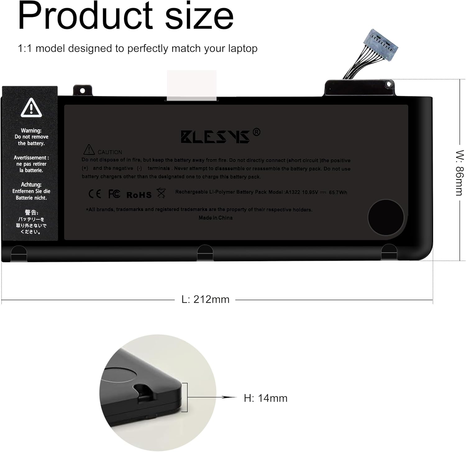 Blesys Batteria A1322 per MacBook Pro 13" A1278 - immagine 6