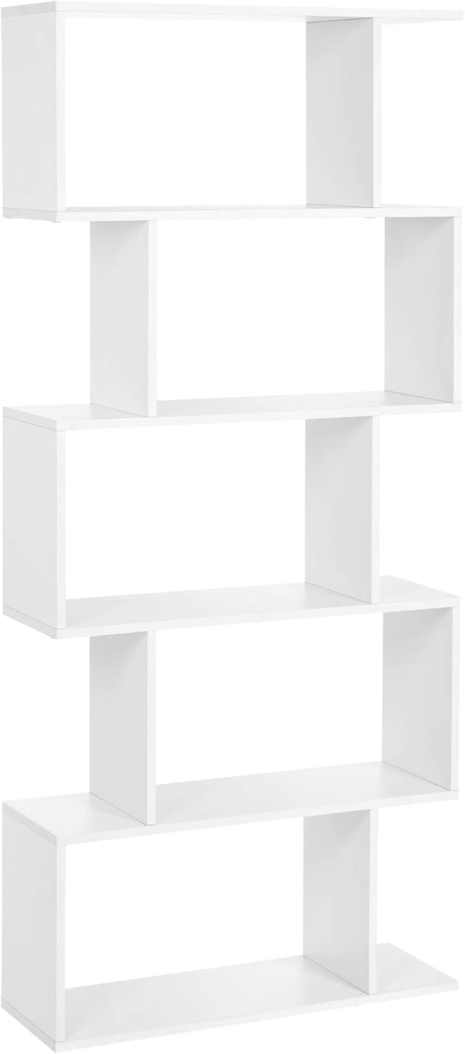 Vasagle Scaffale a 5 Ripiani Libreria Divisorio, Bianco - immagine 1