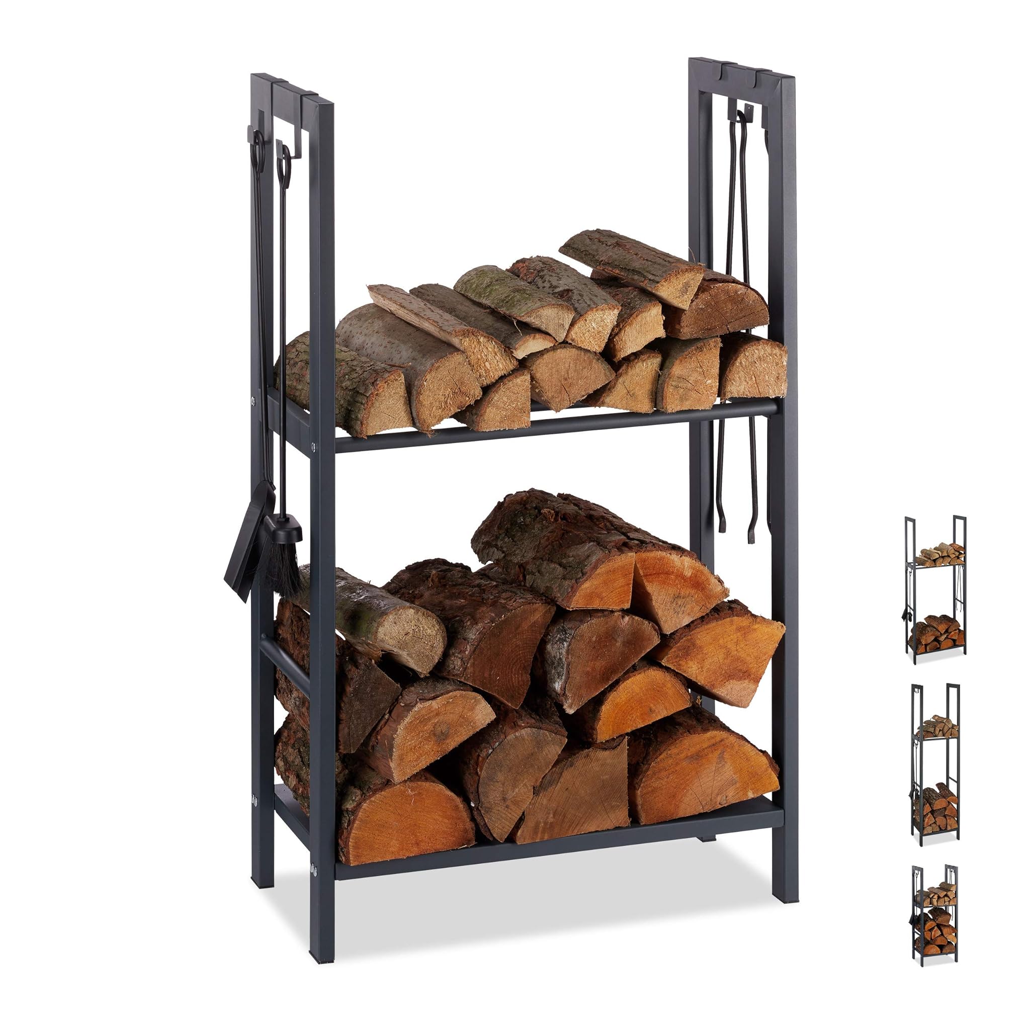 Relaxdays Scaffale Porta-Legna 100x60x30 cm, Antracite