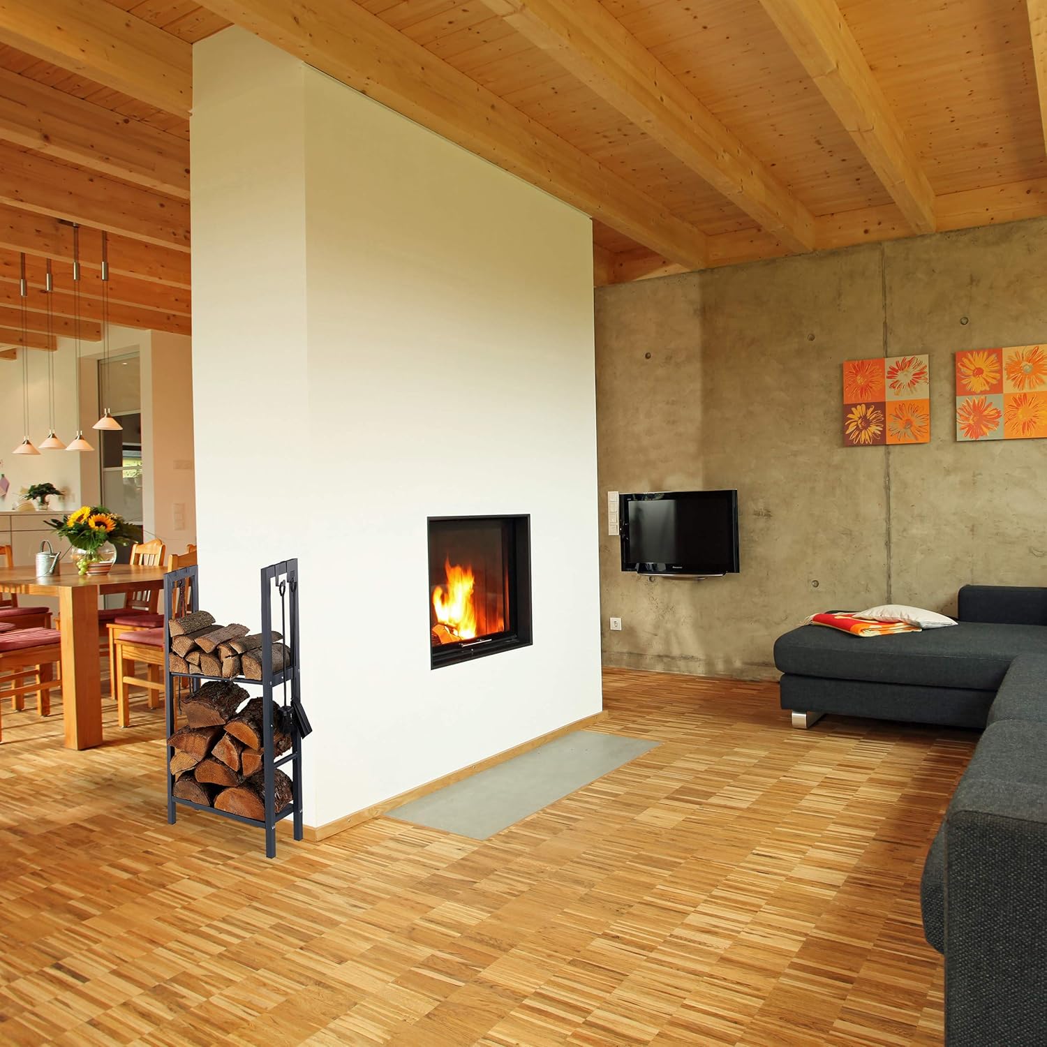 Relaxdays Scaffale Porta-Legna 100x60x30 cm, Antracite - immagine 2