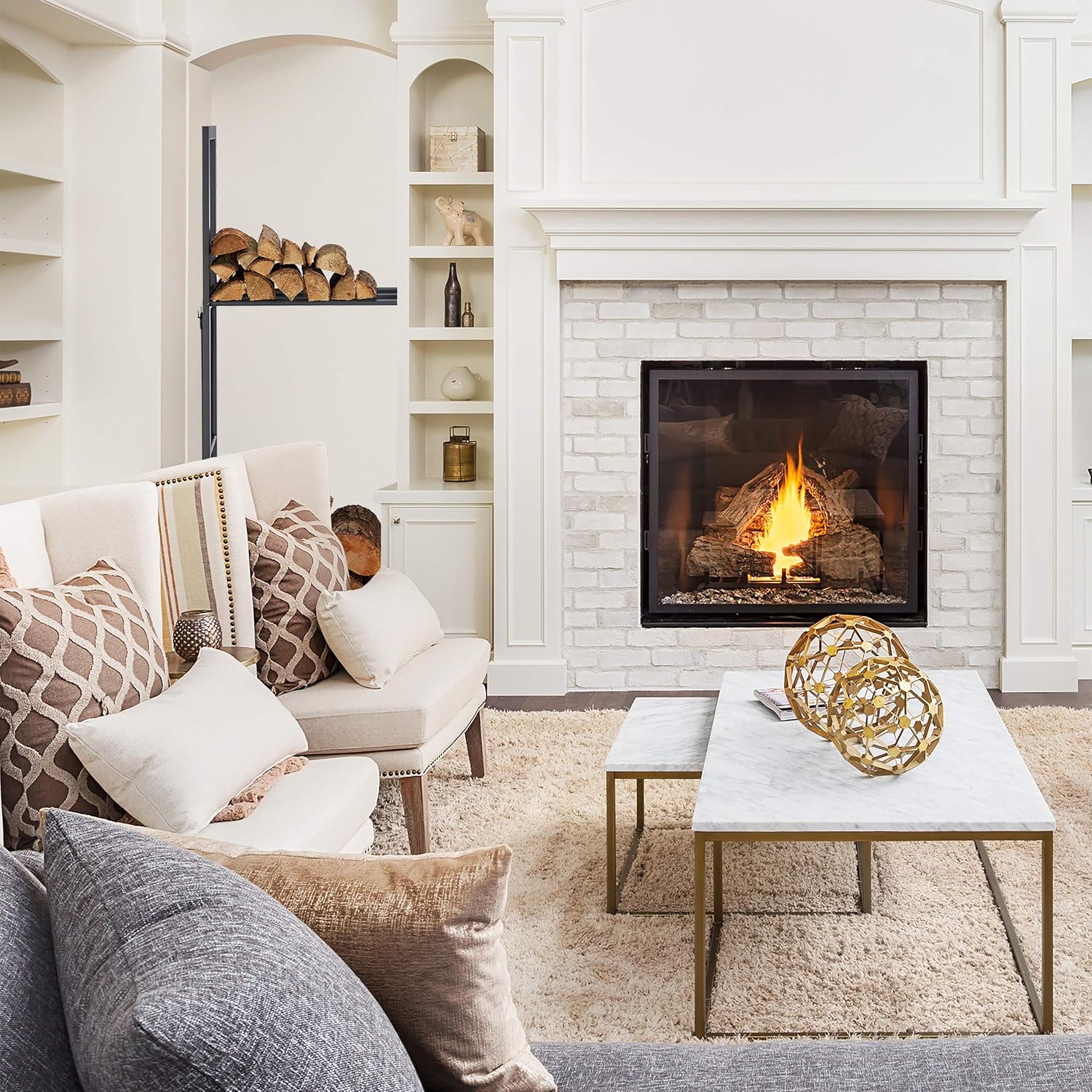 Relaxdays Scaffale Porta-Legna 100x60x30 cm, Antracite - immagine 5