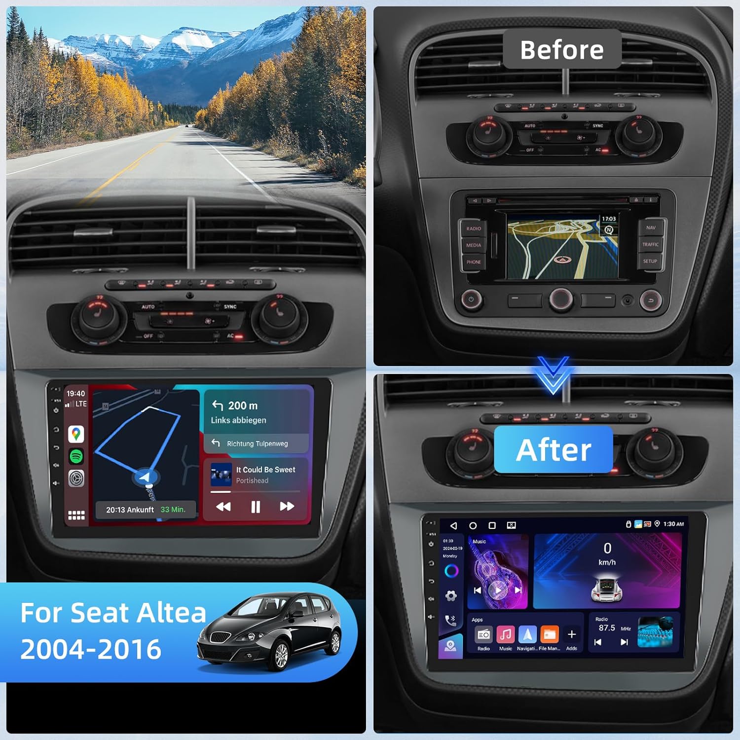 Fuluku Autoradio Android 9'' per Seat Altea/Toledo - immagine 2