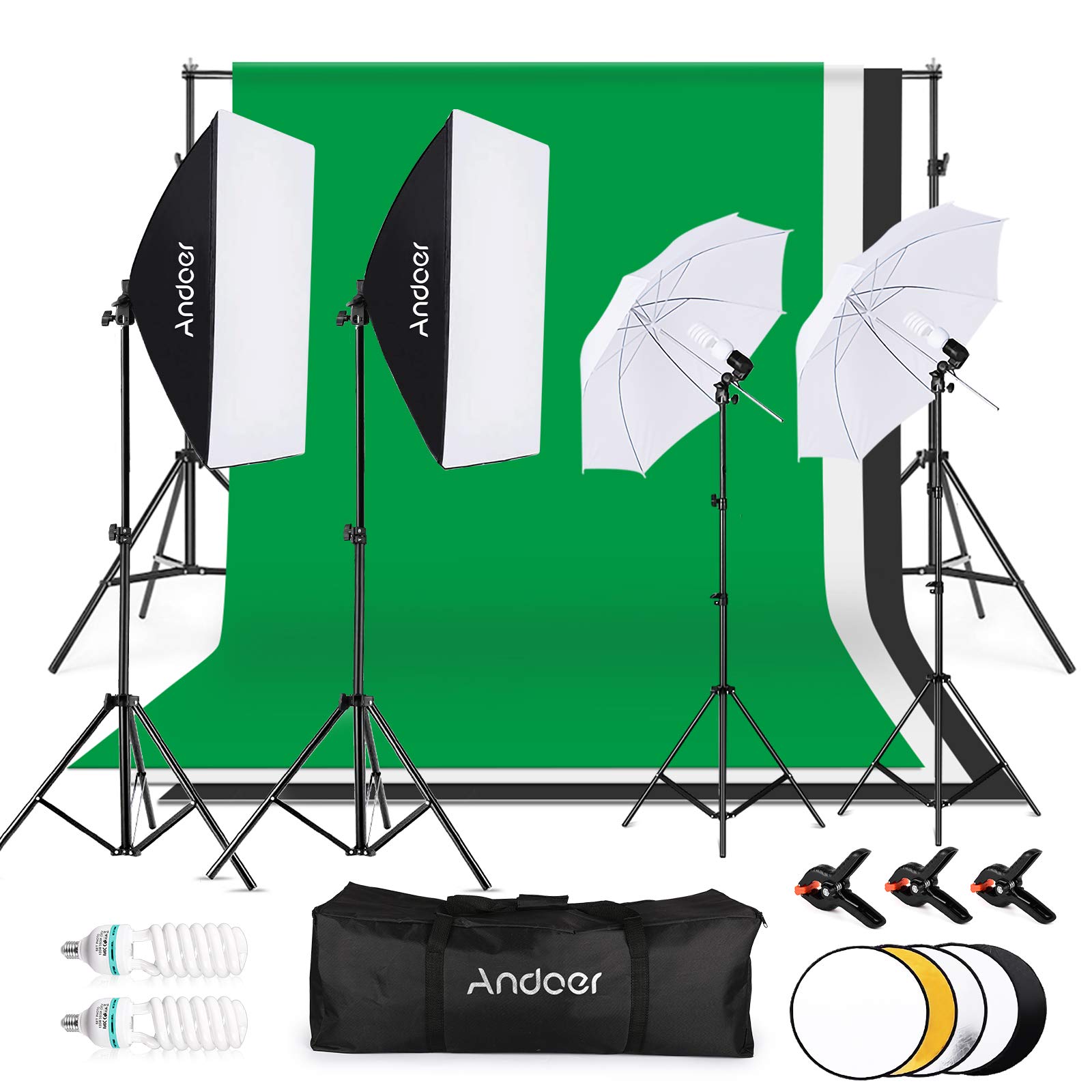 Andoer Set Fotografico Studio con Sfondo 1.8x2.8m
