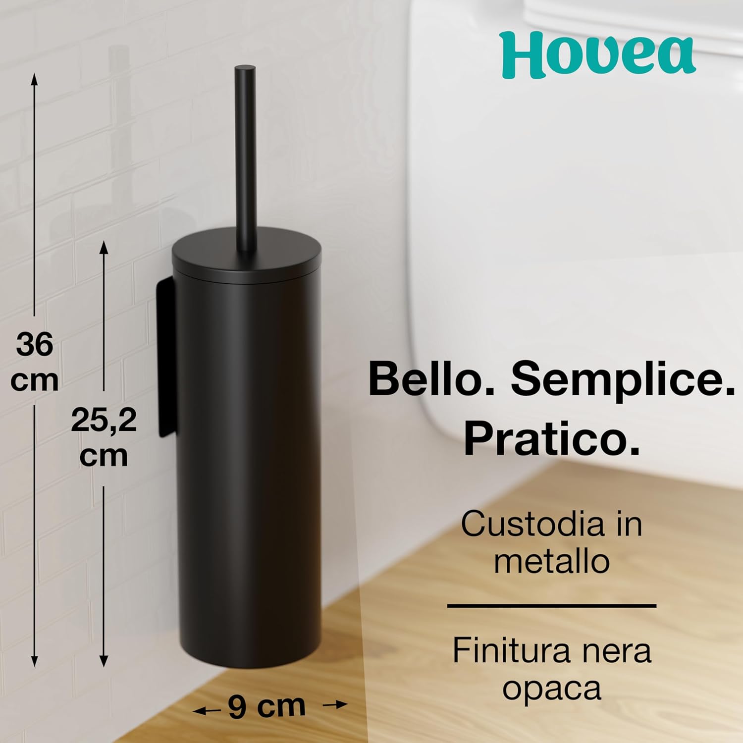 Scopino WC Sospeso Nero in Silicone e Metallo - immagine 3