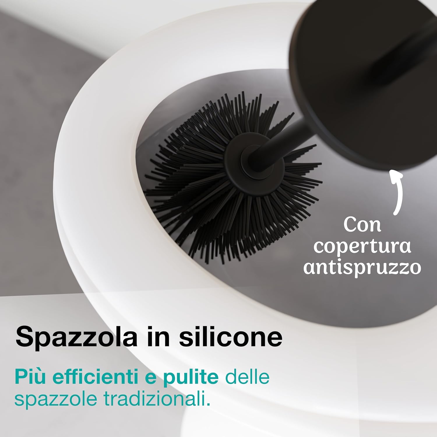 Scopino WC Sospeso Nero in Silicone e Metallo - immagine 5