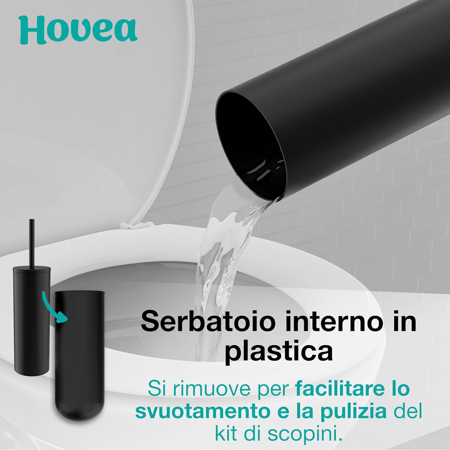 Scopino WC Sospeso Nero in Silicone e Metallo - immagine 6