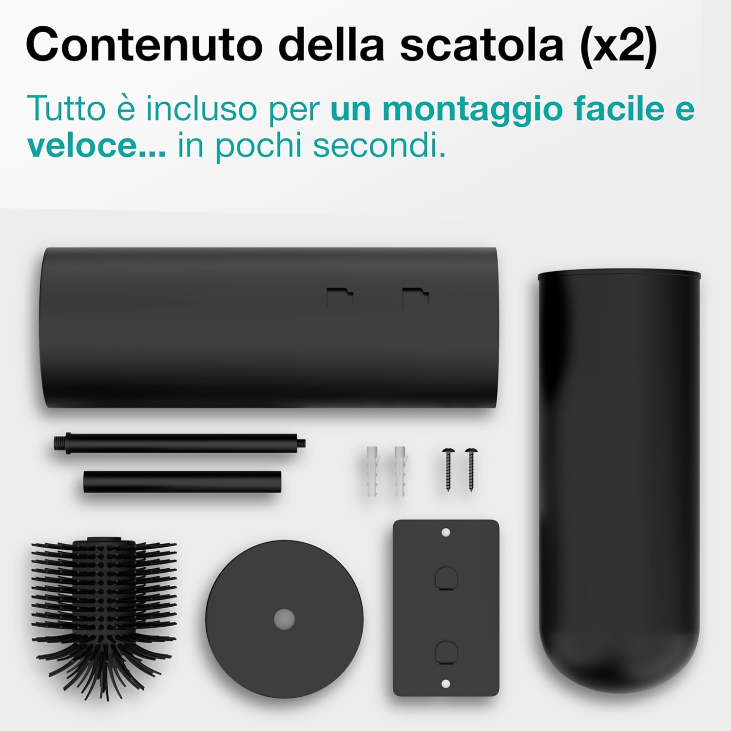 Scopino WC Sospeso Nero in Silicone e Metallo - immagine 7