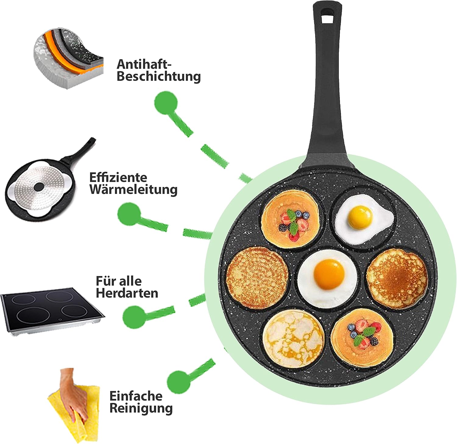 Padella Antiaderente Ø 26 cm per 7 Pancake/Uova - immagine 3