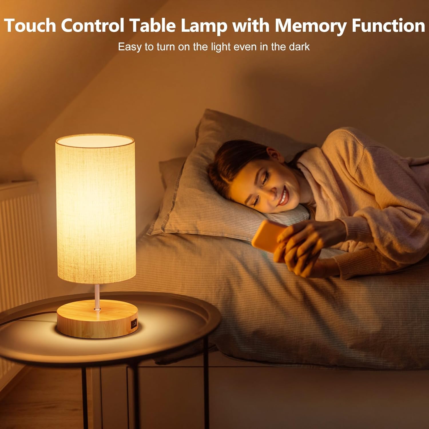 FANSANMY Lampada da Comodino Touch Dimmerabile - immagine 5