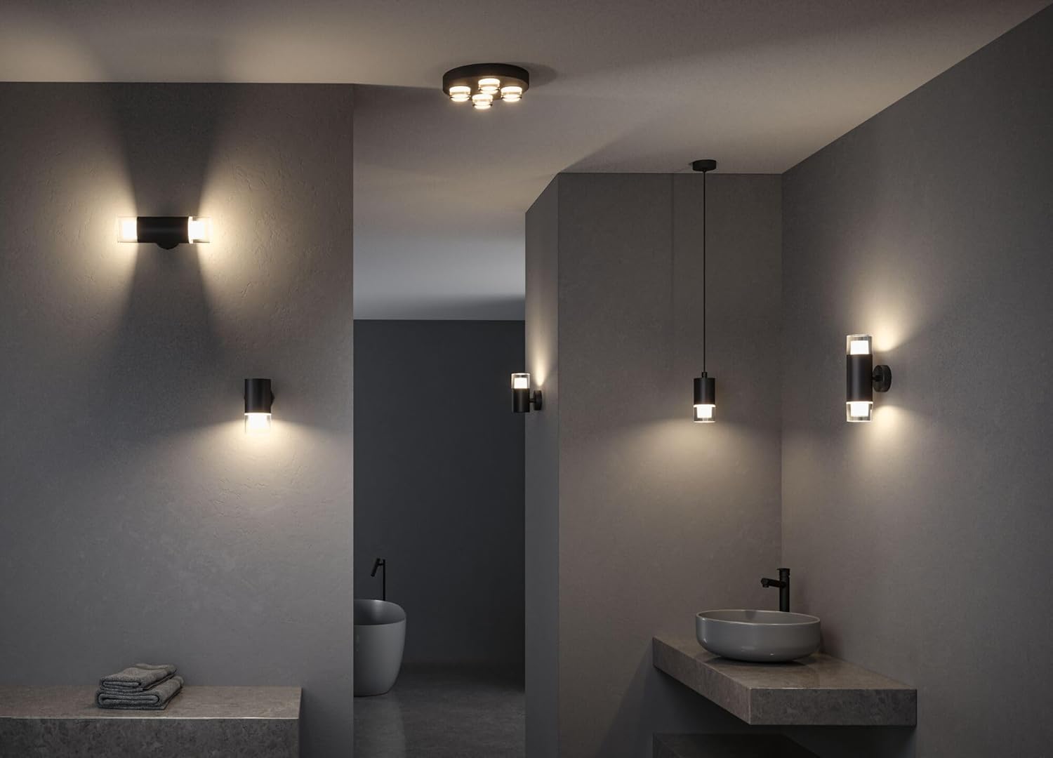 Paulmann 79558 Selection - Bathroom Parete/Soffitto IP44, Nero - immagine 8