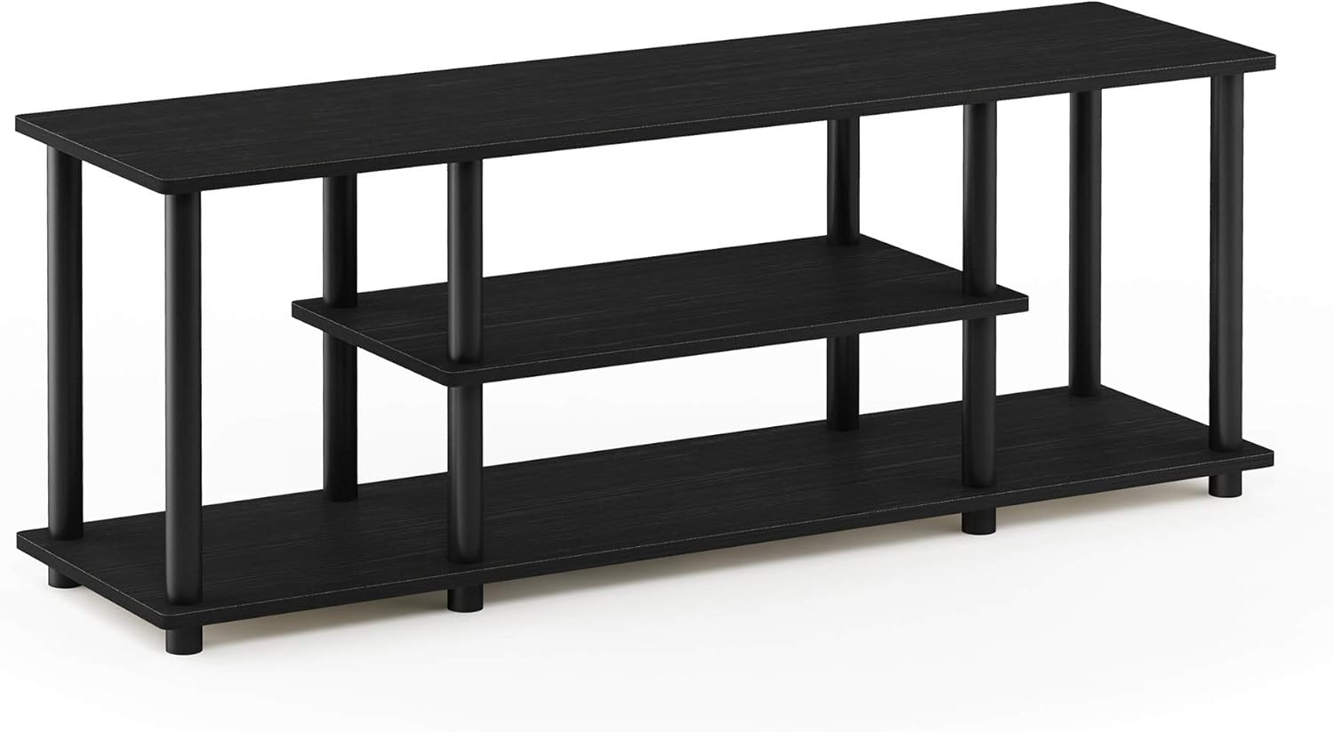 Furinno Supporti TV di Intrattenimento a 3 Livelli, Walnut/Black, 140 cm - immagine 1