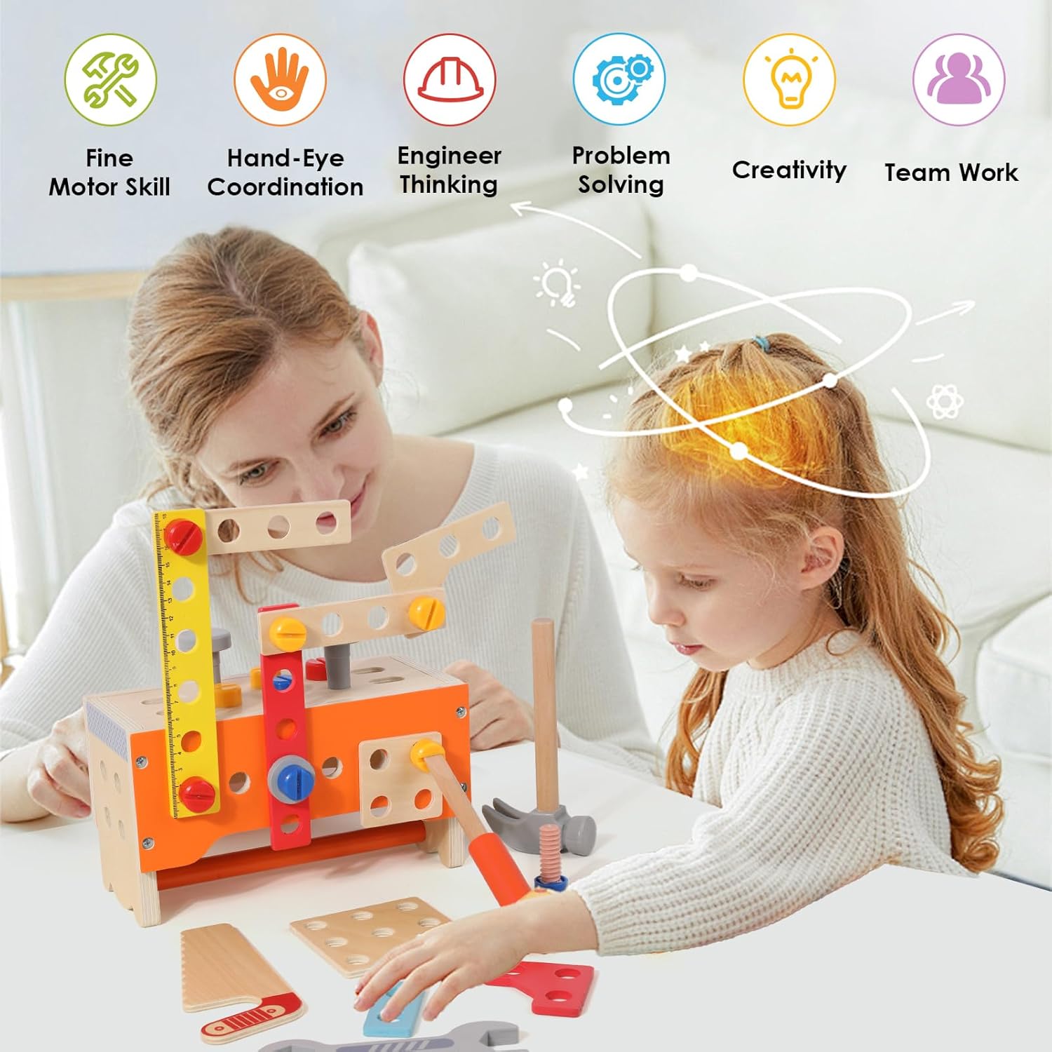 Cassetta Attrezzi in Legno Montessori 124 Pezzi - immagine 2