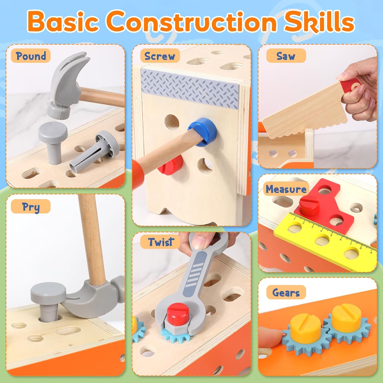 Cassetta Attrezzi in Legno Montessori 124 Pezzi - immagine 3