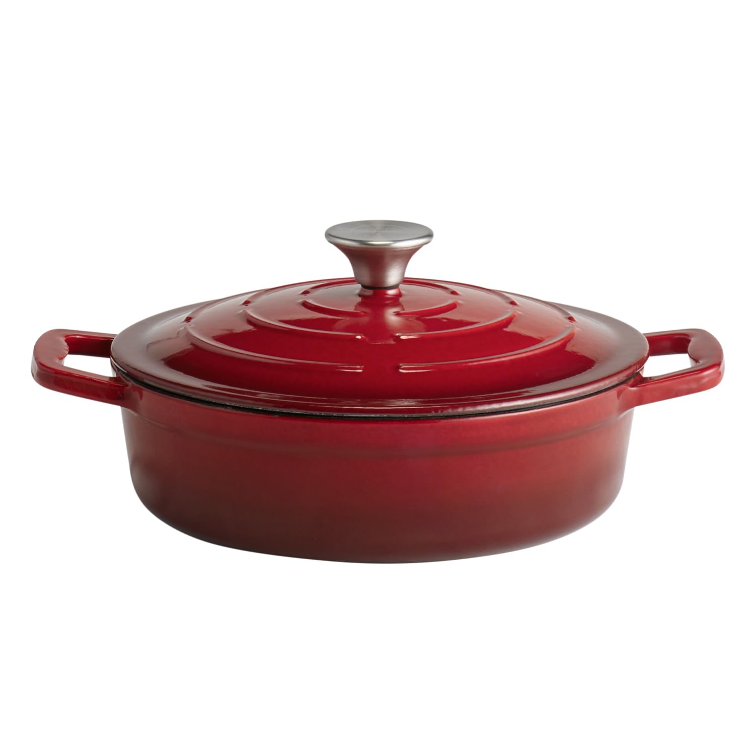 Aps 88300 Rostiera Ghisa con Coperchio Ø 25 cm, Rosso