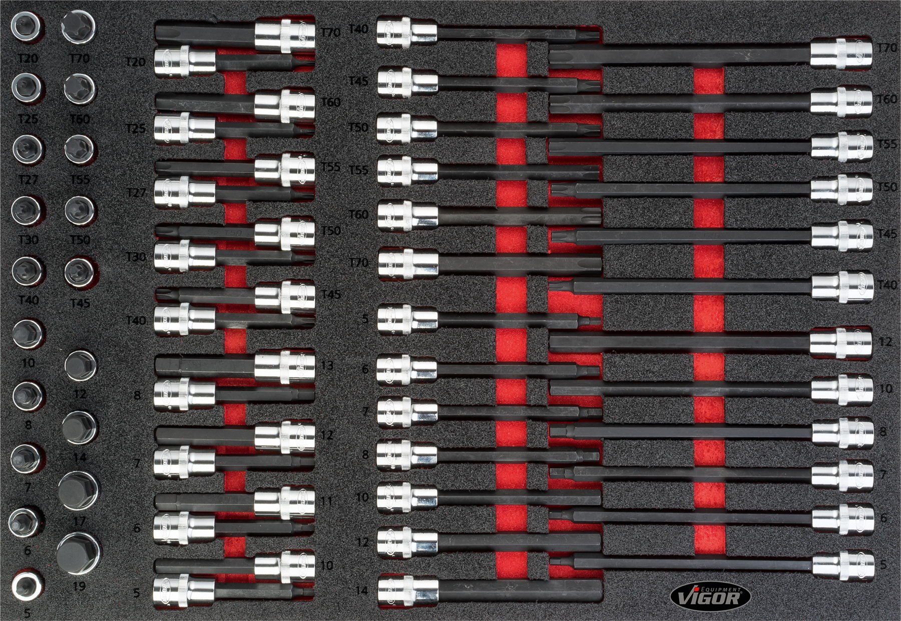 Vigor Assortimento Cacciavite Torx per Viti Esagonali (62 pz)