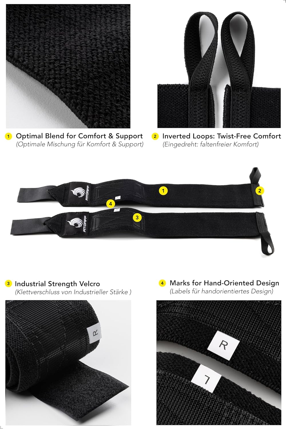 Fitgriff® Straps + Polsini per Palestra (1 Set) - immagine 3