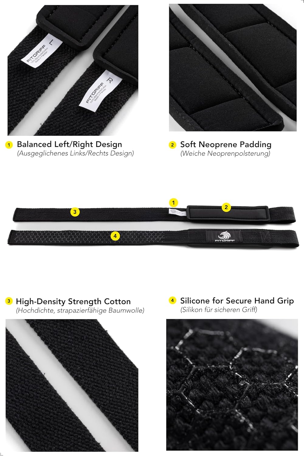 Fitgriff® Straps + Polsini per Palestra (1 Set) - immagine 5