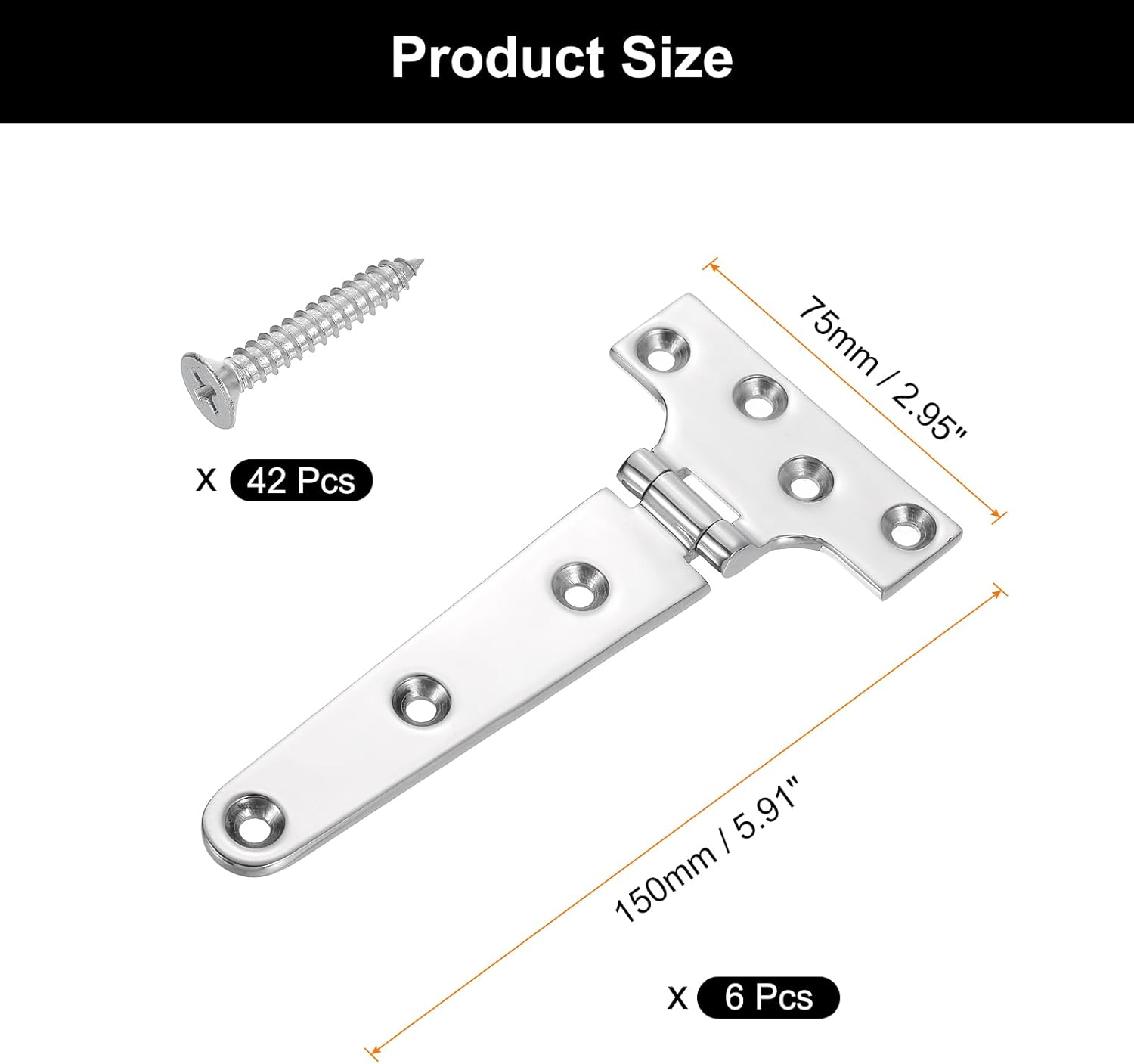 Quarkzman 6Pcs Cerniere a T Resistenti 6" x 3", Argento - immagine 2