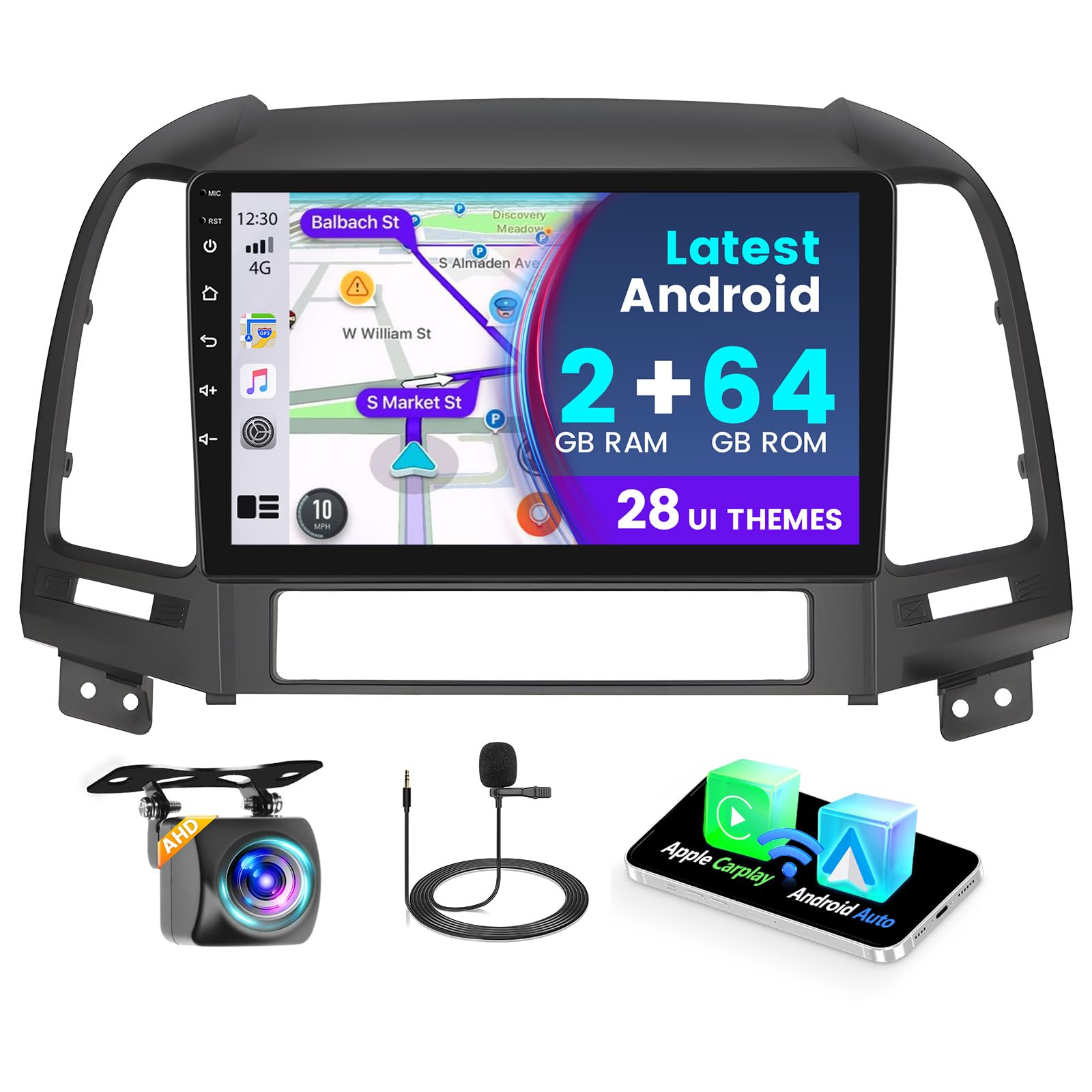 Fuluku Android 13 Autoradio 9'' per Hyundai Santa Fe (2006-2012)