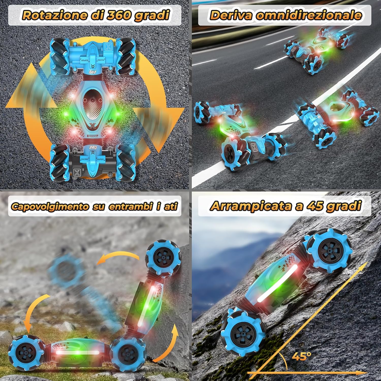 Pristar Macchina Telecomandata RC Twist Stunt Car 360° 4WD - immagine 5