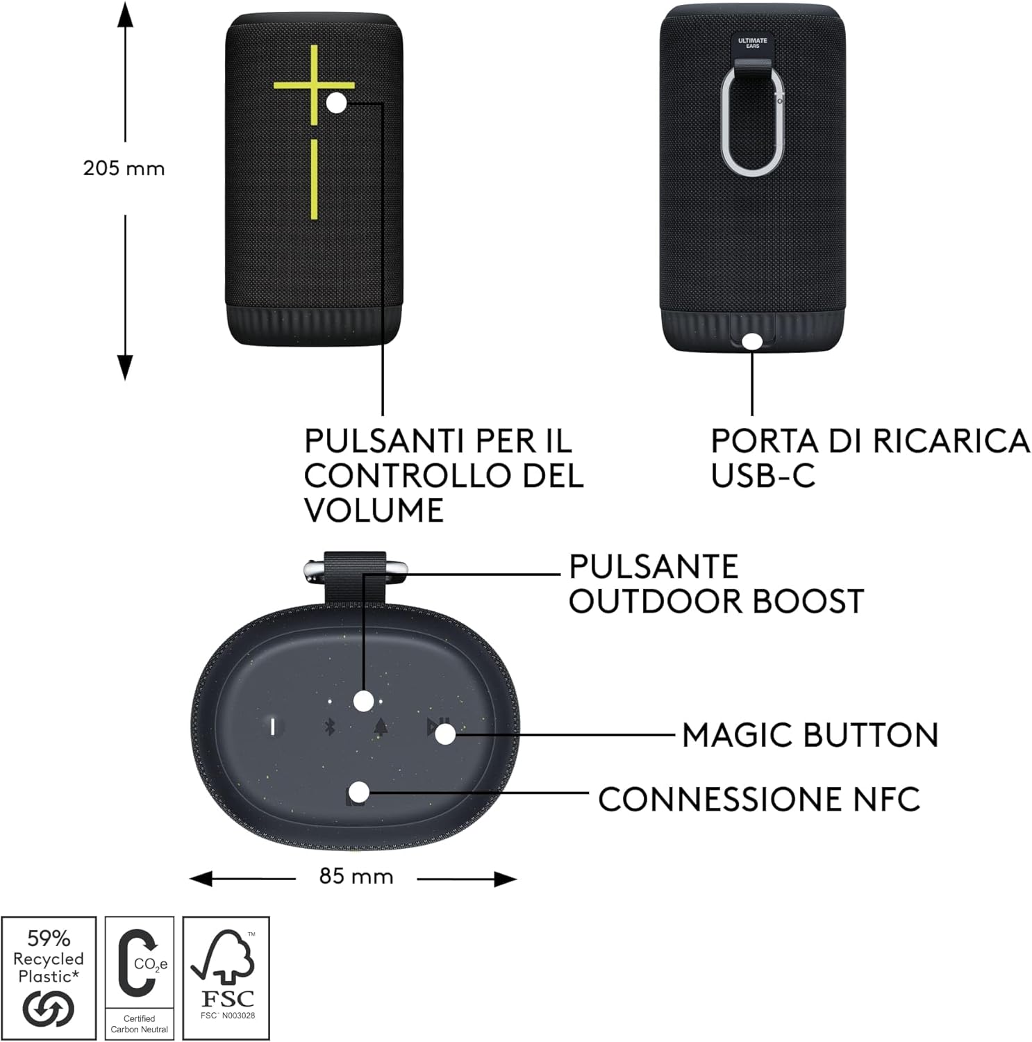 Ultimate Ears EVERBOOM Altoparlante Bluetooth 20h, Nero - immagine 6